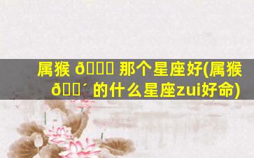 属猴 🐋 那个星座好(属猴 🐴 的什么星座zui
好命)